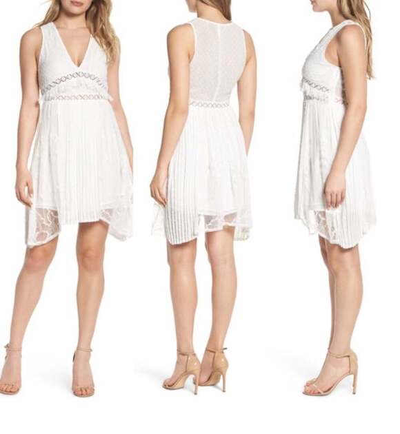 Foxiedox Dresses & Skirts - Foxiedox Babette Sleeveless Lace Insert Pleated Mini Dress